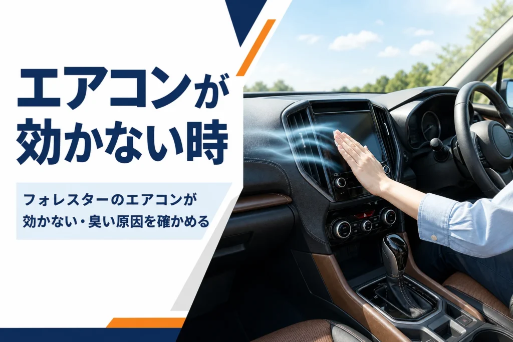 フォレスターのエアコンが効かない・臭いときの原因を解説する記事のアイキャッチ