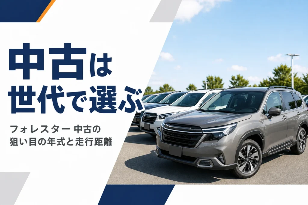 中古車展示場に並ぶフォレスターのイメージ