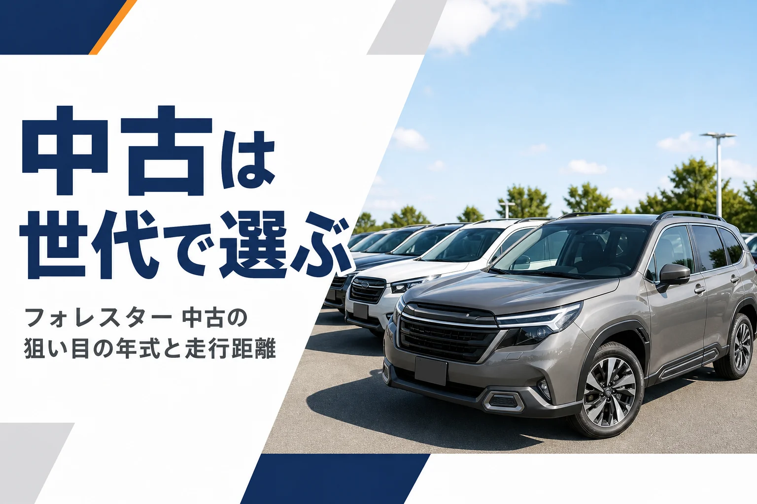 中古車展示場に並ぶフォレスターのイメージ