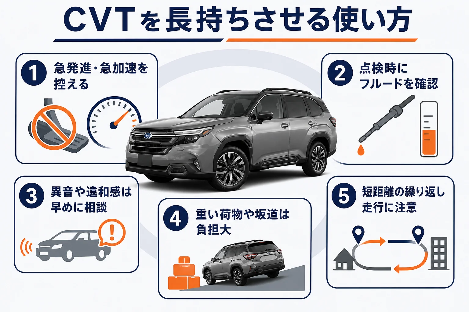 CVTの寿命に影響する使い方と注意点をまとめた図解
