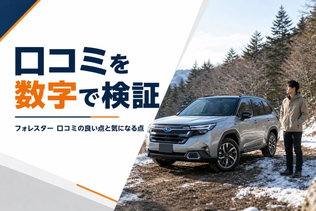 雪の林道に停まるフォレスターのイメージ