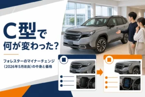 フォレスターの2026年5月改良（C型）の変更点を解説する記事のアイキャッチ