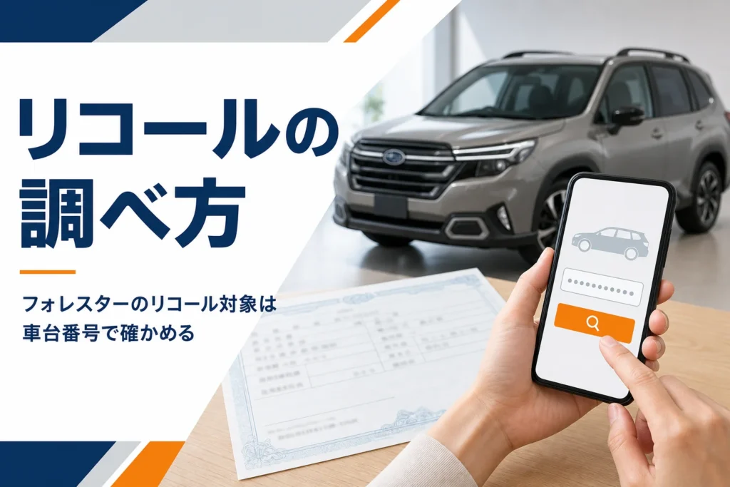 フォレスターのリコール対象の調べ方を解説する記事のアイキャッチ
