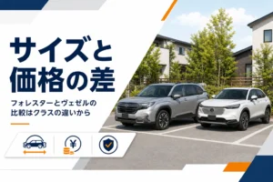 フォレスターとヴェゼル・ヤリスクロスのサイズと価格の違いを解説する記事のアイキャッチ