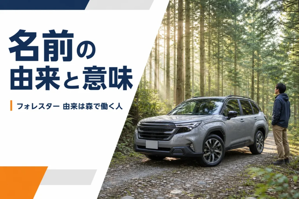 森の林道に停まるフォレスターのイメージ