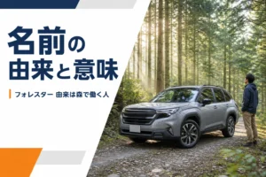 森の林道に停まるフォレスターのイメージ